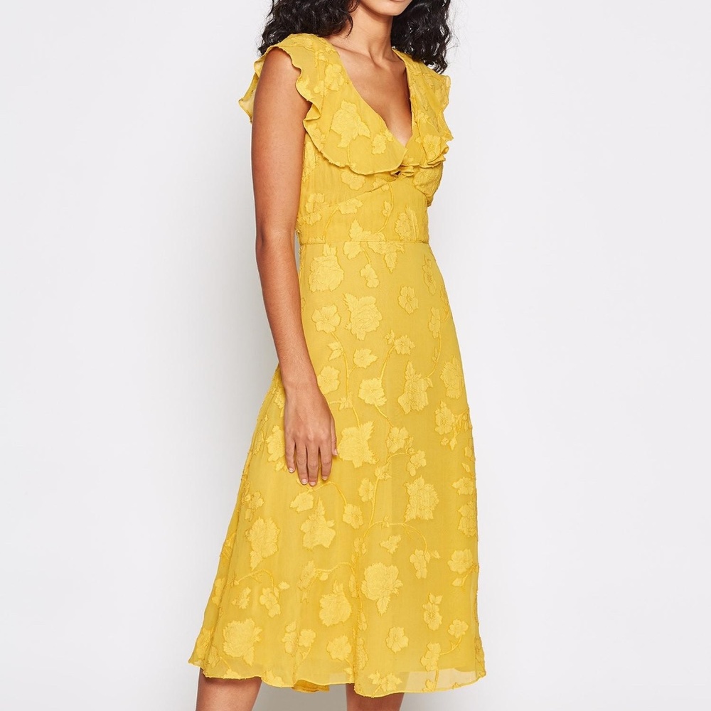 JOIE Adella ruffle-trimmed fil coupé georgette mid